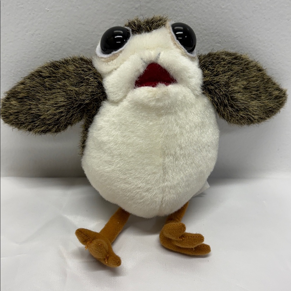 Bird 9in. Star Wars Porg plush toy from The Last Jedi. White and Brown